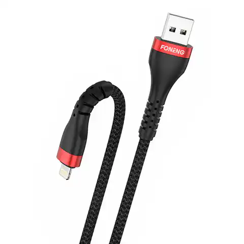 ⁨Kabel USB do Lightning Foneng X82 iPhone 3A, 1m (czarny)⁩ w sklepie Wasserman.eu