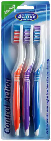 ⁨Beauty Formulas Active Oral Care Toothbrush Control Action medium 1 op.-3pcs⁩ at Wasserman.eu