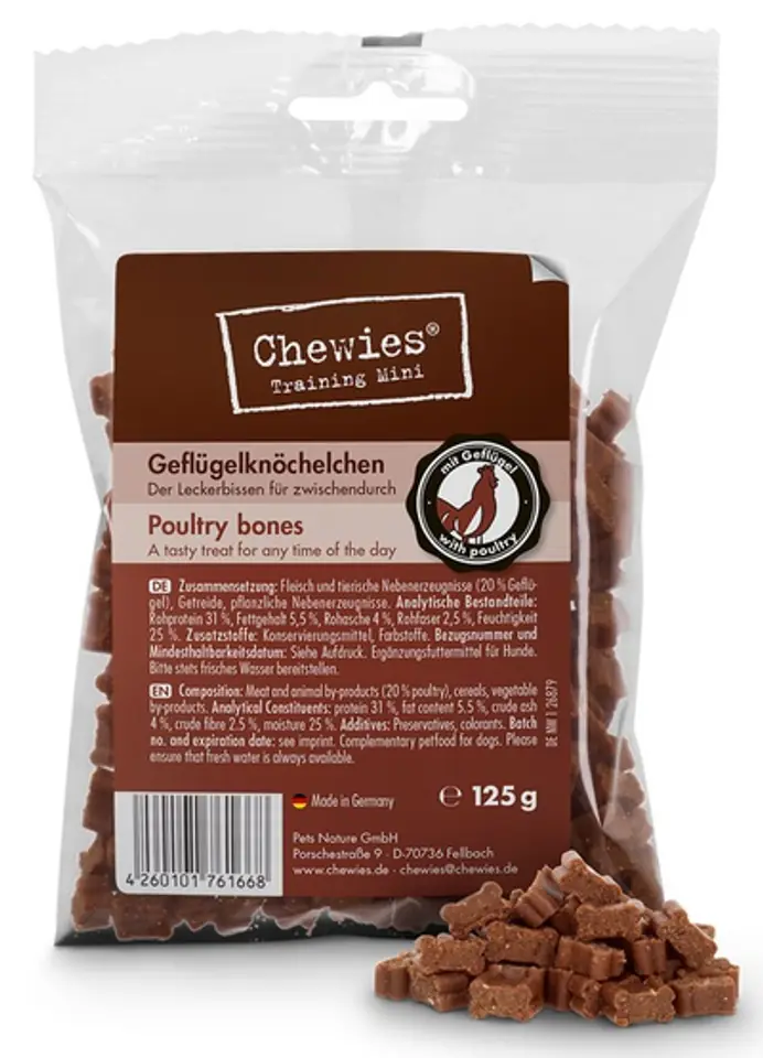 Chewies Training Kosteczki Mini Drób 125g w sklepie Wasserman.eu
