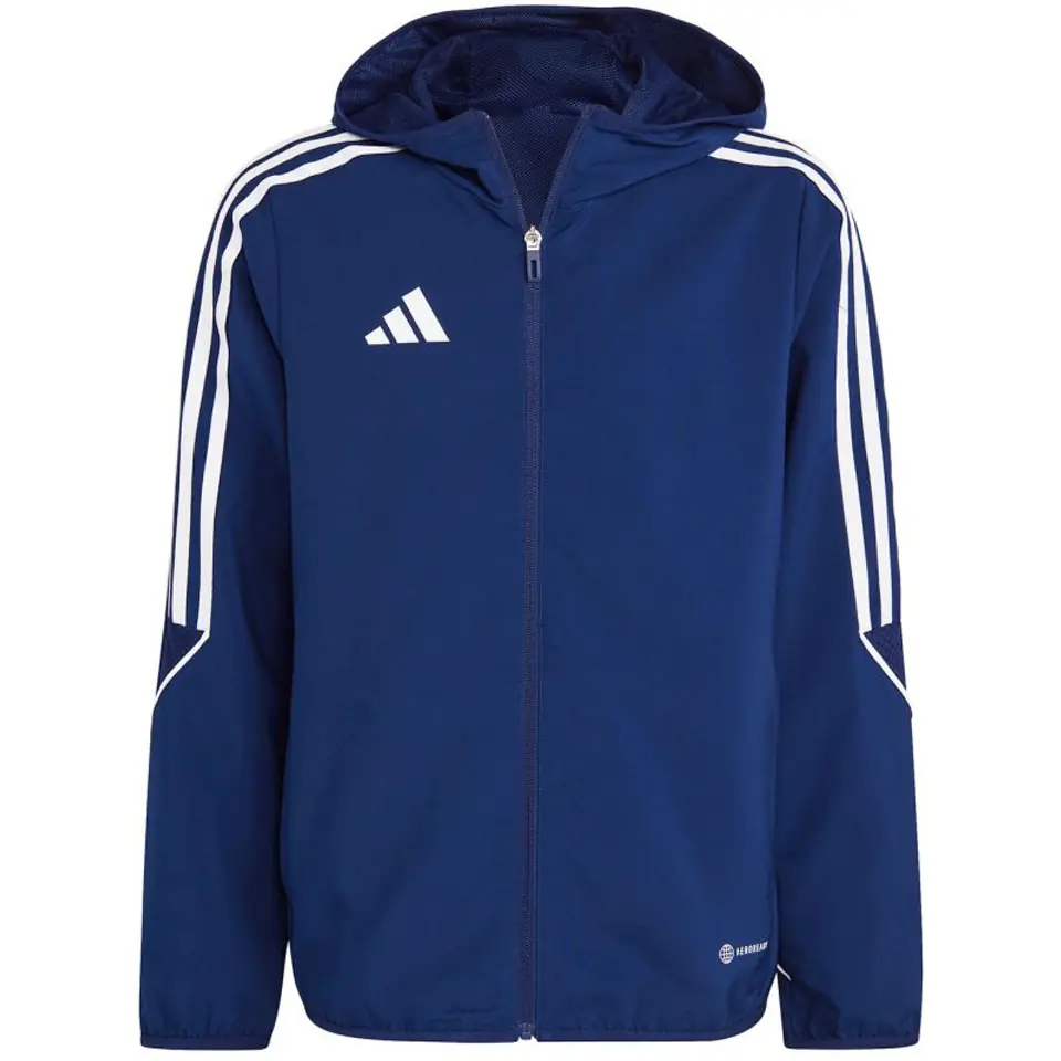 ⁨Kurtka adidas Tiro 23 League Windbreaker Jr (kolor Granatowy, rozmiar 128cm)⁩ w sklepie Wasserman.eu