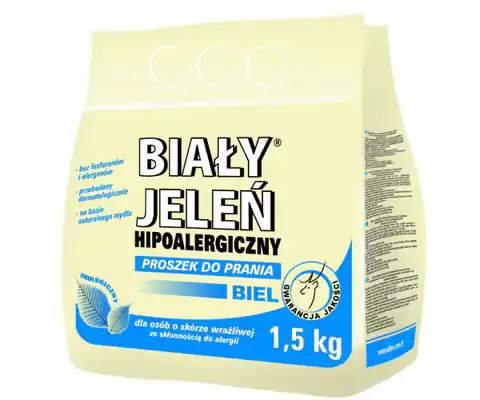 ⁨Biały Jeleń Proszek do prania hipoalergiczny Biel 1,5kg⁩ w sklepie Wasserman.eu