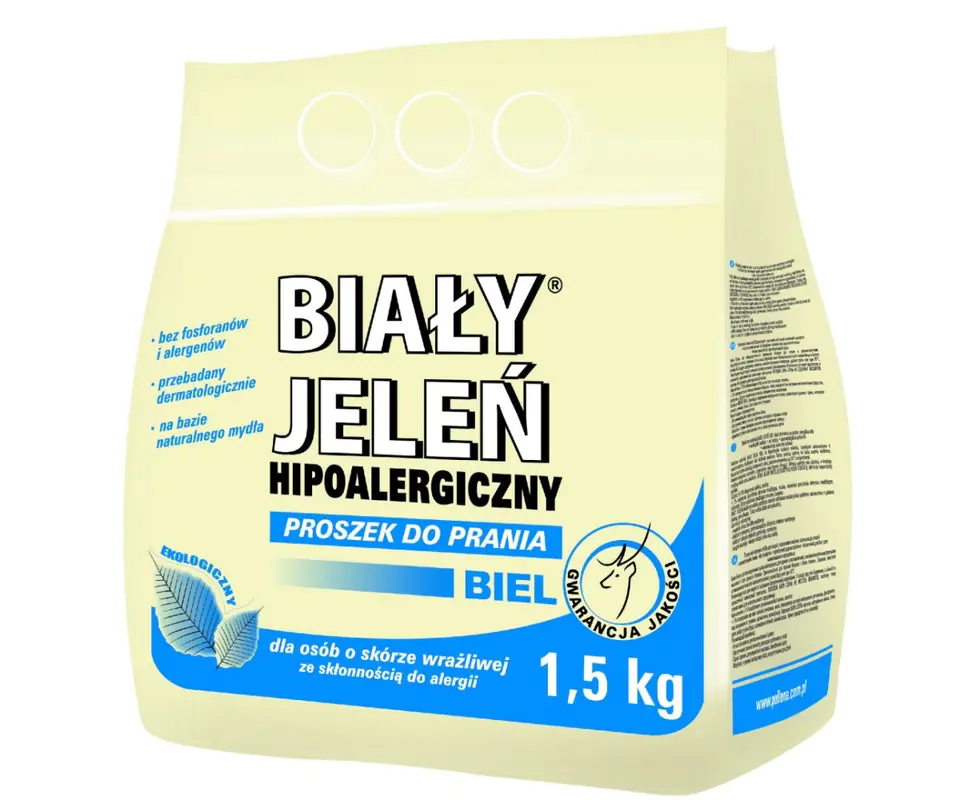 Biały Jeleń Proszek do prania hipoalergiczny Biel 1,5kg w sklepie Wasserman.eu