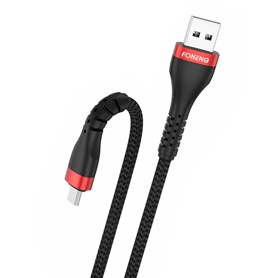 ⁨Kabel USB do Micro USB Foneng X82 3A, 1m (czarny)⁩ w sklepie Wasserman.eu