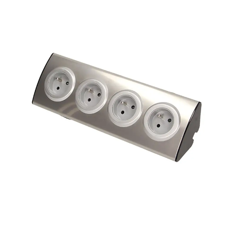 Gniazdo meblowe kuchenne 4x2P+Z, montaż na rzepy, INOX w sklepie Wasserman.eu