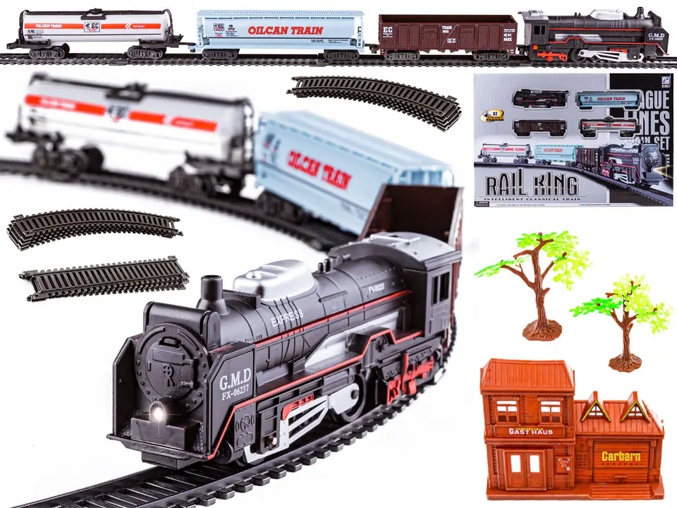 ⁨Electric Rail King, Steam Locomotive + 3 Wagons⁩ at Wasserman.eu