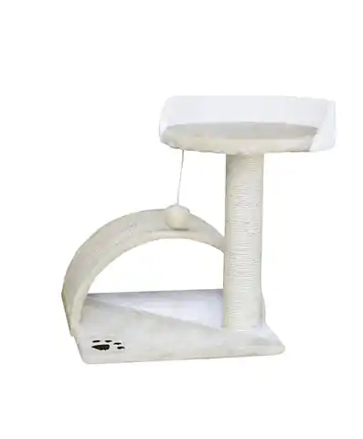 ⁨Beige cat tree Booth with sisal for scratching Sisal post with platform⁩ at Wasserman.eu
