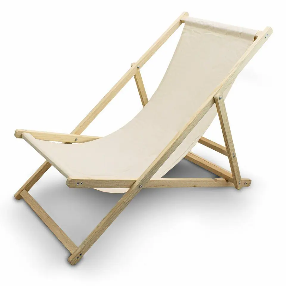 ⁨Beach lounger beige solid workmanship for garden for the beach folding⁩ at Wasserman.eu