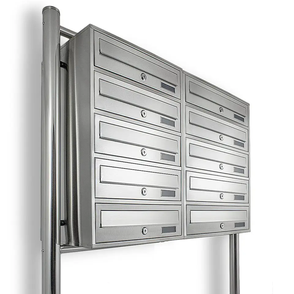 ⁨Lokatorska Skrzynka na listy do mieszkań 2x5 wrzutów stal inox nierdzewna⁩ w sklepie Wasserman.eu