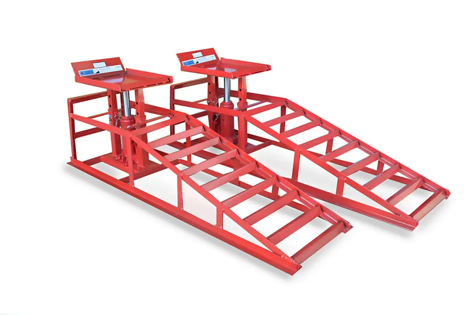 ⁨Rampy z podnośnikiem hydraulicznym 2szt Zestaw Ramp Warsztatowych BITUXX⁩ w sklepie Wasserman.eu