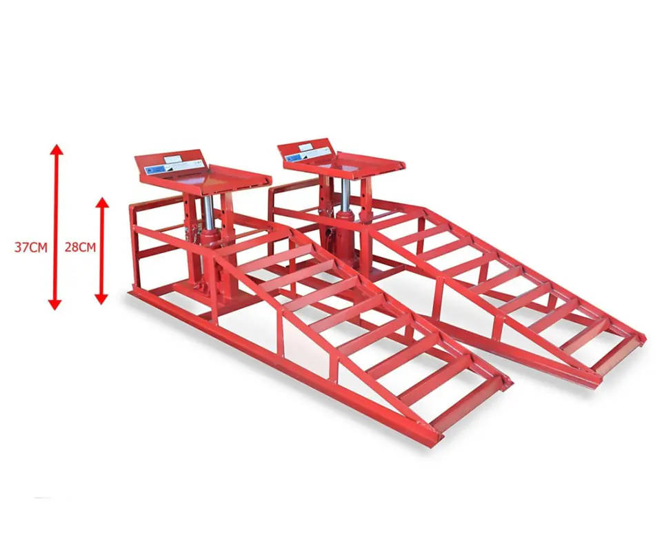 ⁨Rampy z podnośnikiem hydraulicznym 2szt Zestaw Ramp Warsztatowych BITUXX⁩ w sklepie Wasserman.eu