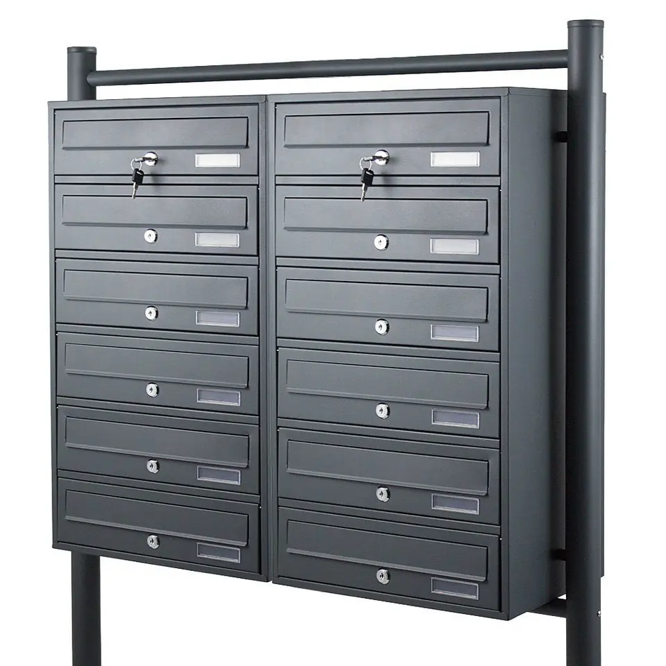 ⁨Skrzynka Lokatorska do wspólnot na 12 mieszkań naścienna Grafitowa stalowa⁩ w sklepie Wasserman.eu