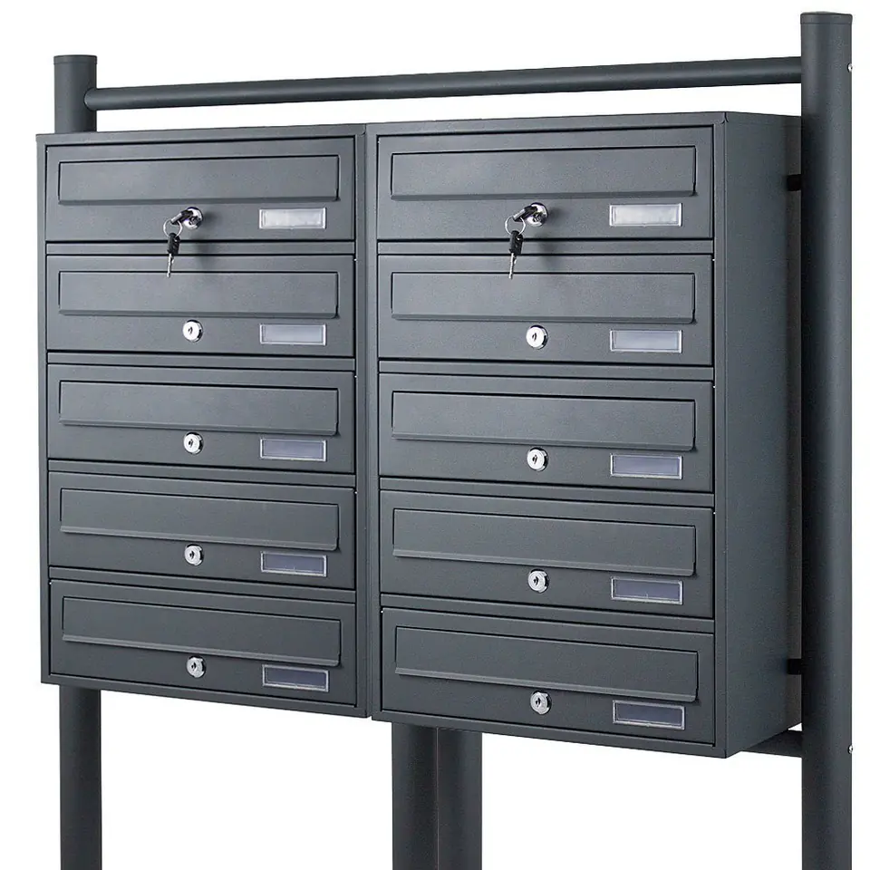 ⁨Skrzynka Pocztowa Lokatorska 2x5 Wrzutni Grafitowa Stal nierdzewna na listy⁩ w sklepie Wasserman.eu