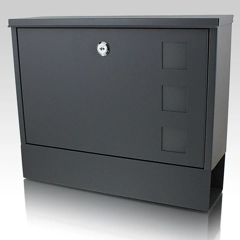 ⁨Letterbox with newspaper dark-grey for letters/newspapers⁩ at Wasserman.eu