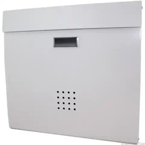 ⁨Mailbox with holes modern design metal white for letters⁩ at Wasserman.eu
