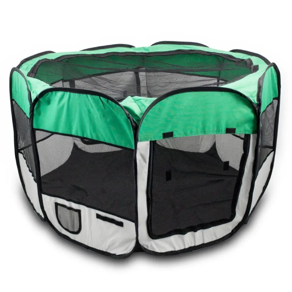 ⁨Green Playpen for Animals Dogs/Cats Wide Material Cage - Mobile Carrier⁩ at Wasserman.eu