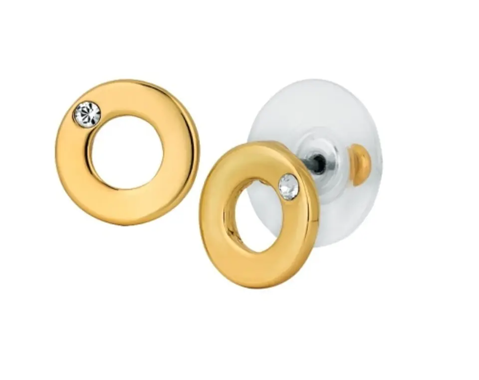 ⁨Earrings small circles with crystal (P14488AU)⁩ at Wasserman.eu