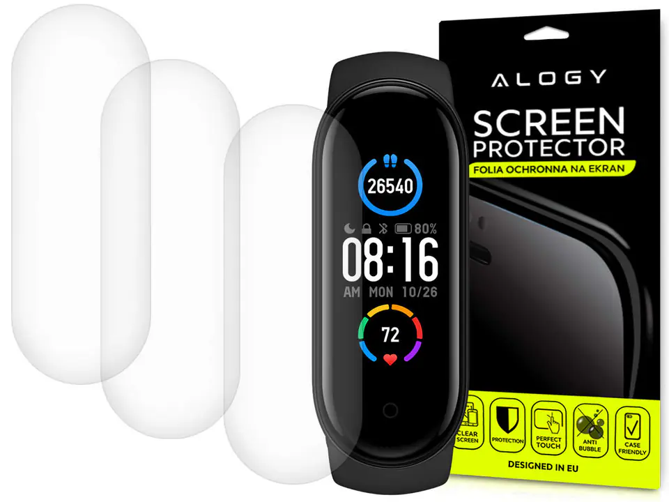 ⁨3x Alogy Hydrogel Film for Xiaomi Mi Band 5⁩ at Wasserman.eu