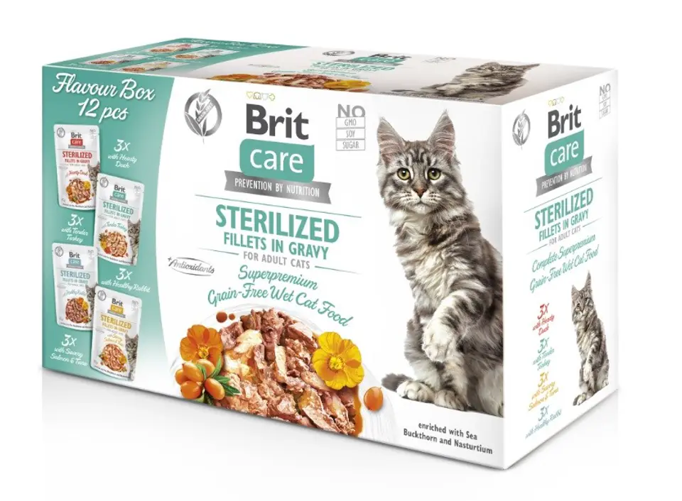 ⁨BRIT Care Cat Sterilized Flavour Box Pouch - mokra karma dla kota - 12x85 g⁩ w sklepie Wasserman.eu