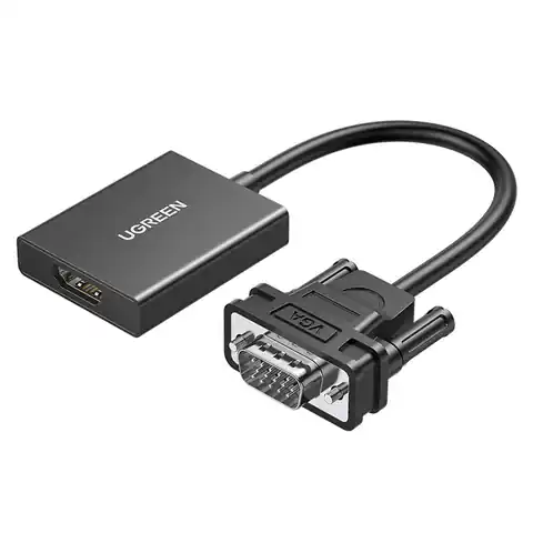⁨Ugreen kabel przewód adapter VGA (męski) - HDMI (żeński) 0.15m czarny (CM513)⁩ w sklepie Wasserman.eu