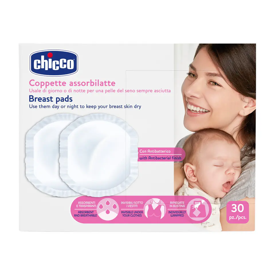 ⁨Chicco Wkładki Extra Comfort-30 sztuk Antybakteryjne wkładki laktacyjne⁩ w sklepie Wasserman.eu