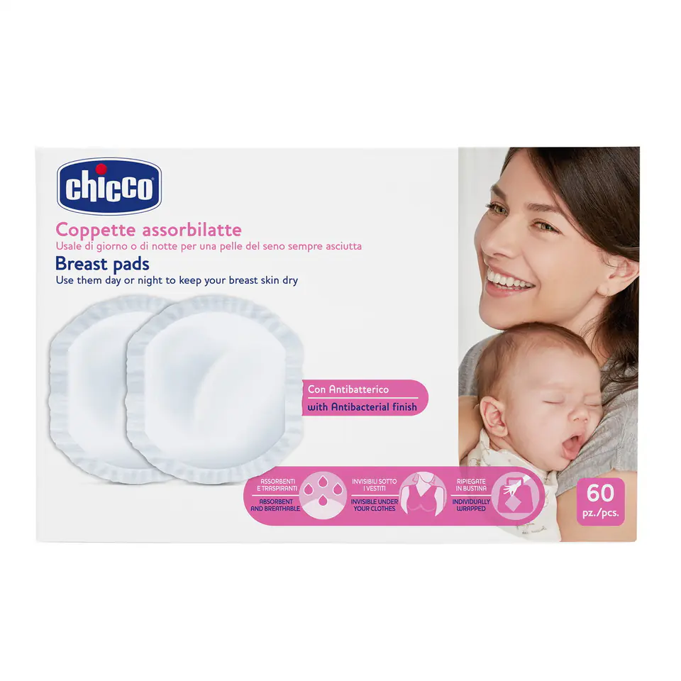 Chicco Wkładki Extra Comfort-60 sztuk Antybakteryjne wkładki laktacyjne w sklepie Wasserman.eu