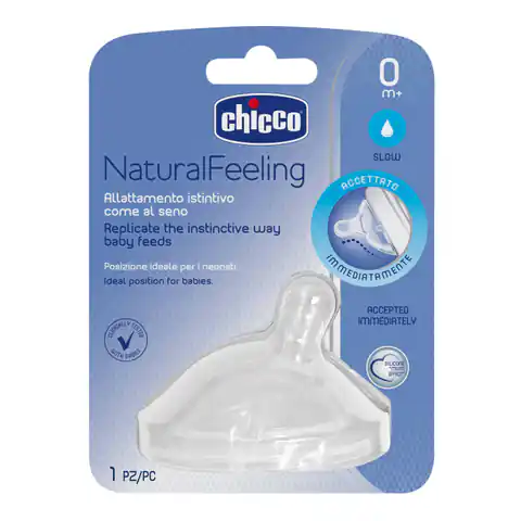 ⁨Chicco NaturalFeeling Silicone Bottle Soother Free Flow 0m + 1pc⁩ at Wasserman.eu