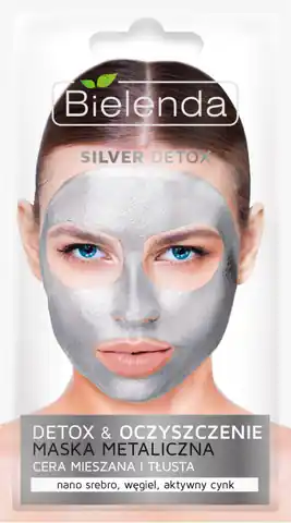 ⁨Bielenda Silver Detox Maska Metaliczna oczyszczająca - cera mieszana i tłusta 8g⁩ w sklepie Wasserman.eu