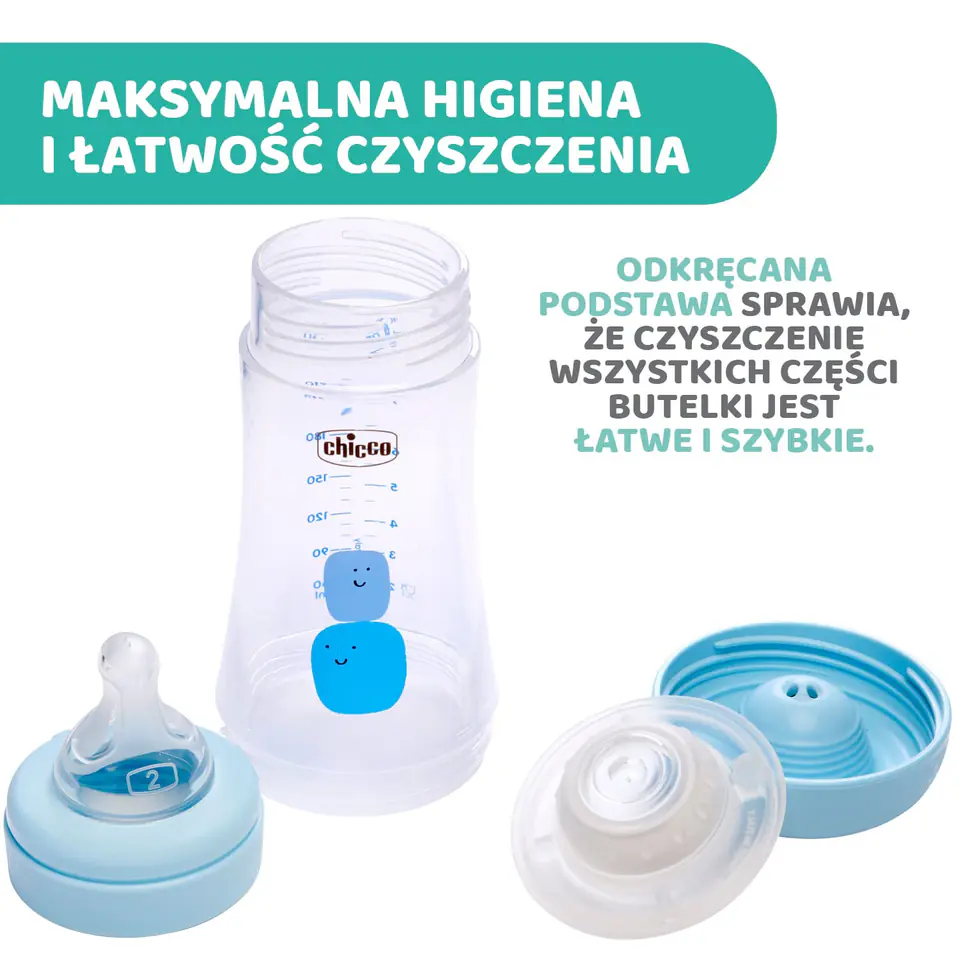 ⁨Chicco Perfect5 anti-colic bottle with silicone teat medium flow 2m+ Boy 240ml⁩ at Wasserman.eu