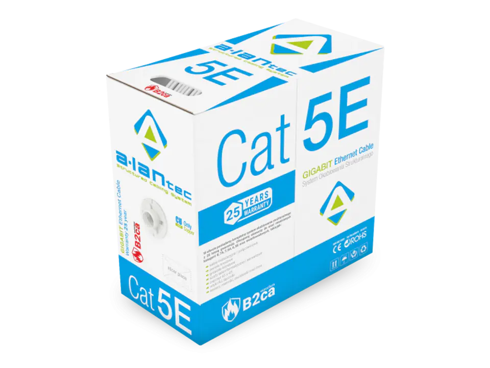 ⁨Kable U/UTP kat.5e LSOH 4PR podwyższona klasa palności - B2ca FireHardy ALANTEC 305m 25 lat gwarancji, badanie jakości INTERTEK (USA)  - ALANTEC⁩ w sklepie Wasserman.eu