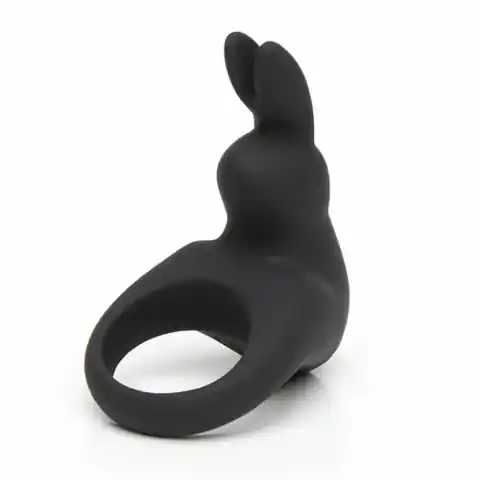 ⁨Pierścień wibrujący - Happy Rabbit Rechargeable Vibrating Rabbit Cock Ring Black⁩ w sklepie Wasserman.eu