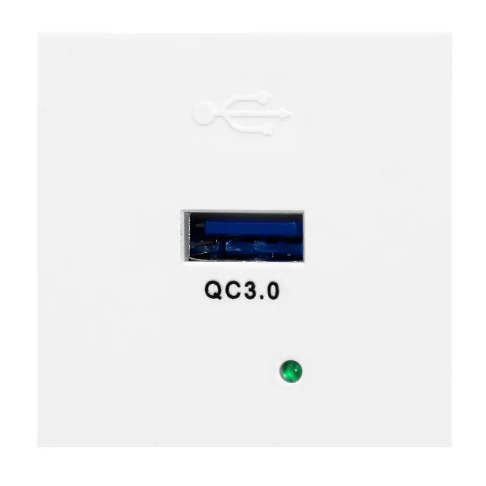 ⁨NOEN USBQ, modular port 45x45mm with USB quick charge charger 3A/5V; 2A/9V; 1,5A/12V, white⁩ at Wasserman.eu