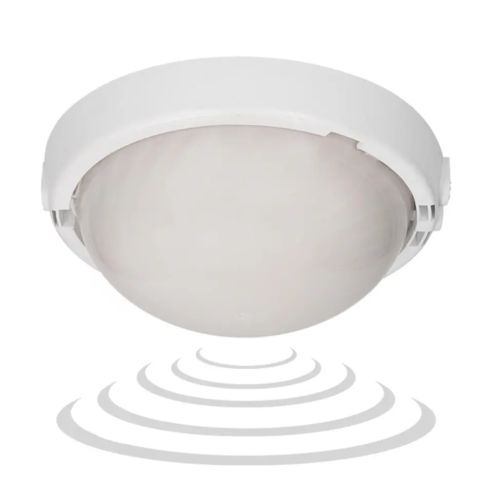 ⁨8080T/MAT-TRIO/MS/PL, luminaire with microwave motion sensor, 75W, E27, IP44, IK10, milk polycarbonate, glands⁩ at Wasserman.eu