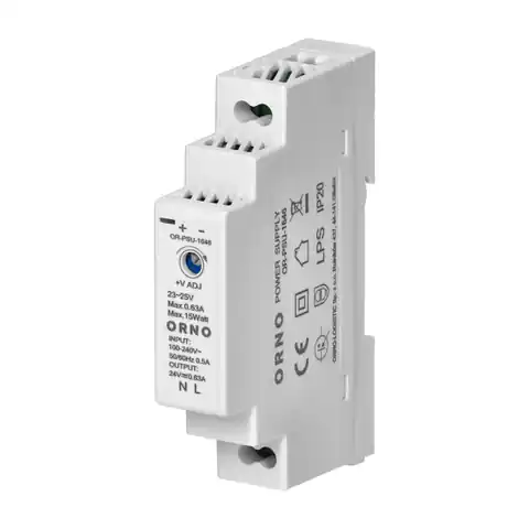 ⁨Zasilacz na szynę DIN 24VDC, 0,63A, 15W, szerokość 1 moduł⁩ w sklepie Wasserman.eu