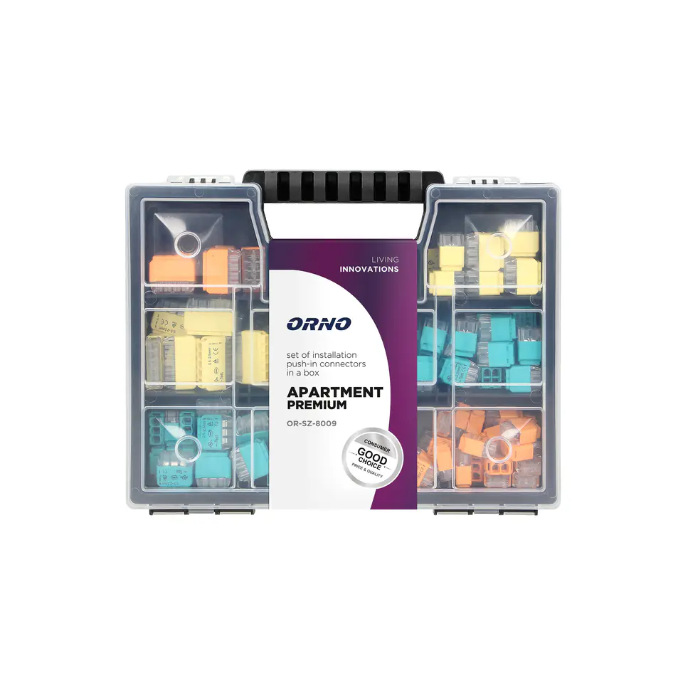 Zestaw złączek instalacyjnych Apartment Premium, 109 sztuk. Wciskane: 30x 2-przew. 30x 3-przew. 12x 5-przew. Zaciskowe: 20x 2-przew. 12x 3-przew. 5x 5-przew. w sklepie Wasserman.eu