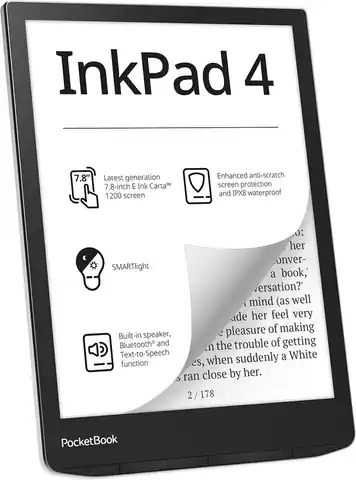 ⁨PocketBook InkPad 4 e-book reader Touchscreen 32 GB Wi-Fi Black, Silver⁩ at Wasserman.eu