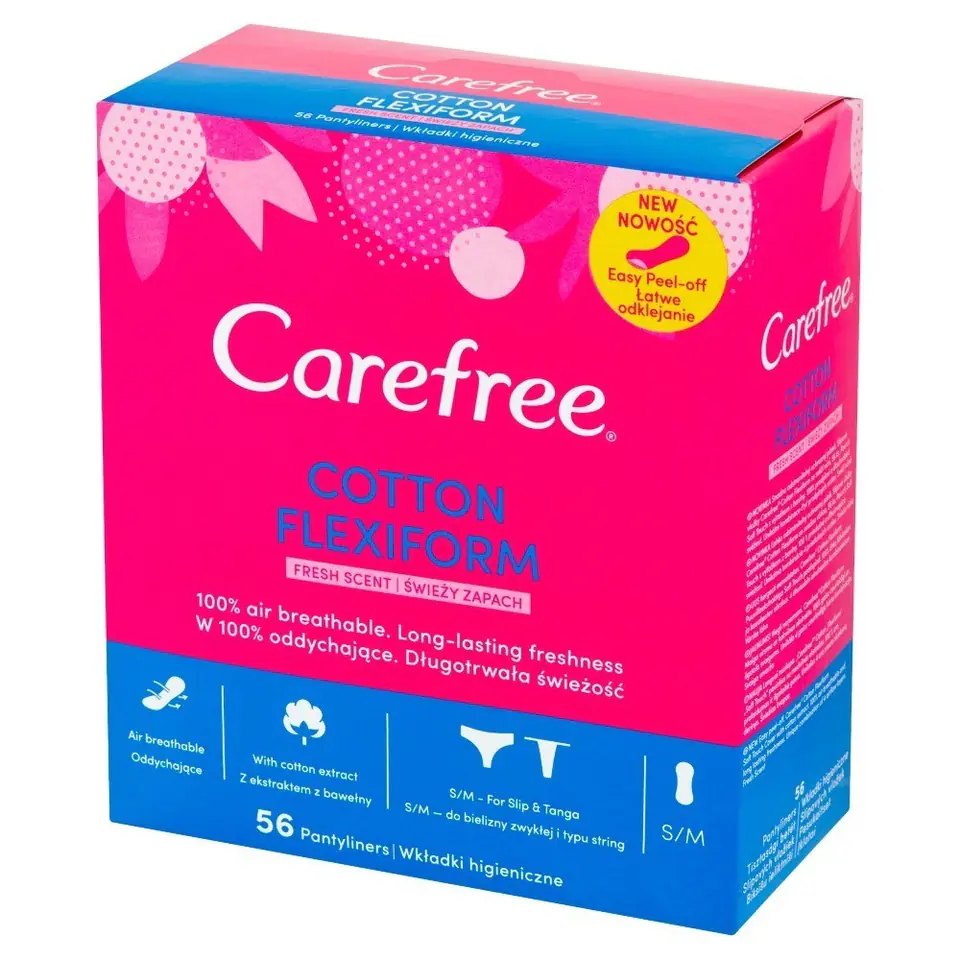 ⁨Carefree Cotton Flexiform Wkładki higieniczne Fresh Scent - świeży zapach 1op.-56szt⁩ w sklepie Wasserman.eu