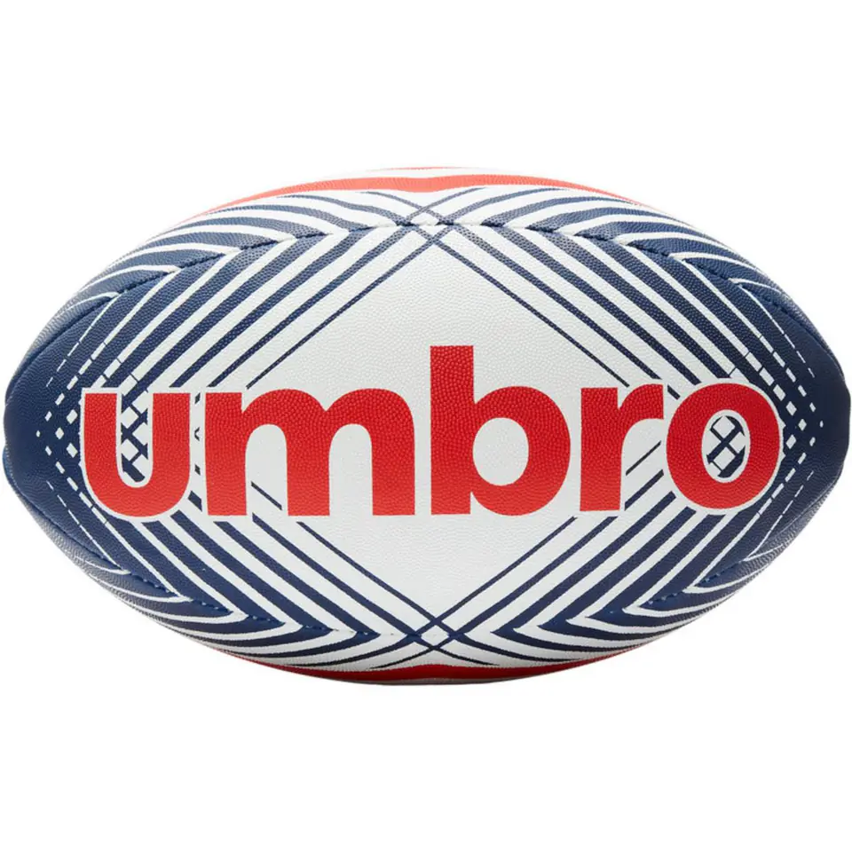 ⁨PIŁKA DO RUGBY UMBRO 26760U R.5 white/red/navy⁩ w sklepie Wasserman.eu