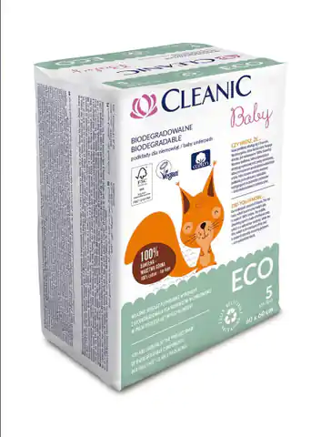 ⁨Cleanic Baby Eco Podkłady jednorazowe dla niemowląt - biodegradowalne 1op.-5szt⁩ w sklepie Wasserman.eu