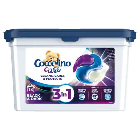⁨Coccolino Care Caps Kapsułki do prania 3in1 Black&Dark (18 prań) 486g⁩ w sklepie Wasserman.eu