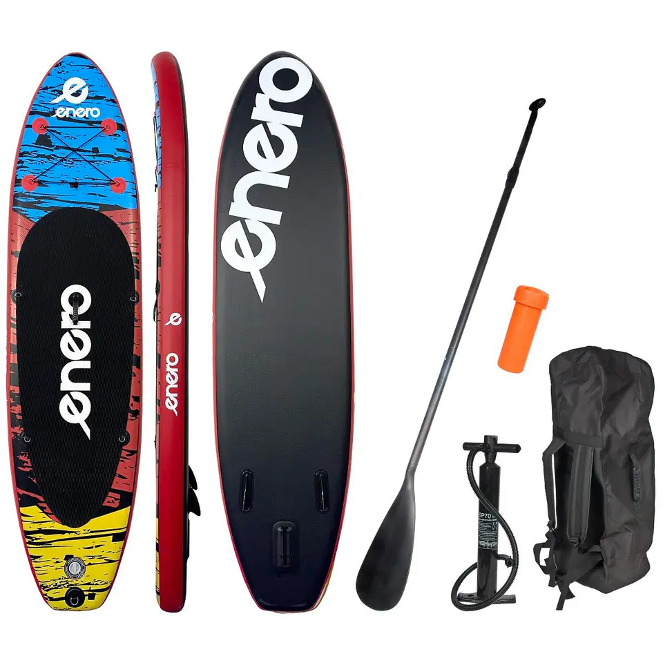 ⁨Enero inflatable sup board 135 kg 300 x 76 x 15 cm black-red-blue 1030760⁩ at Wasserman.eu