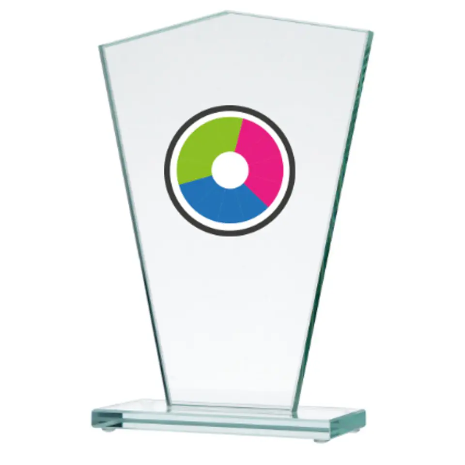 ⁨Trofeum szklane z nadrukiem kolorowym LuxorJet⁩ w sklepie Wasserman.eu