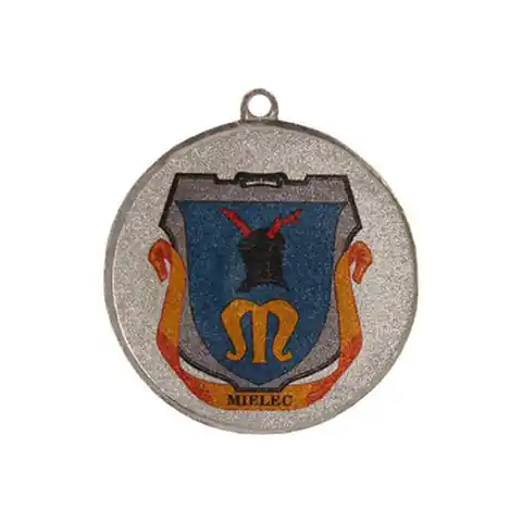 ⁨Medal srebrny z miejscem na emblemat 25 mm - medal stalowy z nadrukiem kolorowym LuxorJet⁩ w sklepie Wasserman.eu