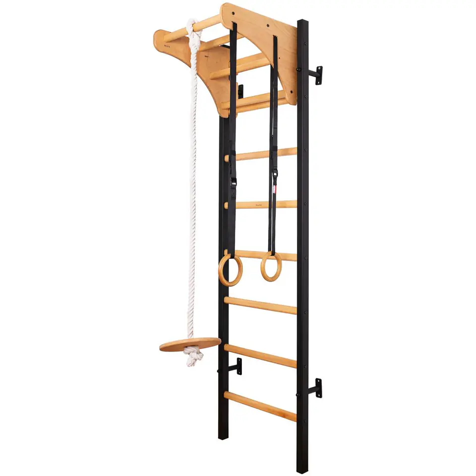 ⁨DRABINKA GIMNASTYCZNA DREWNIANO METALOWA Z DREWNIANYM DRĄŻKIEM I AKCESORIAMI BENCHK 211B A076⁩ w sklepie Wasserman.eu