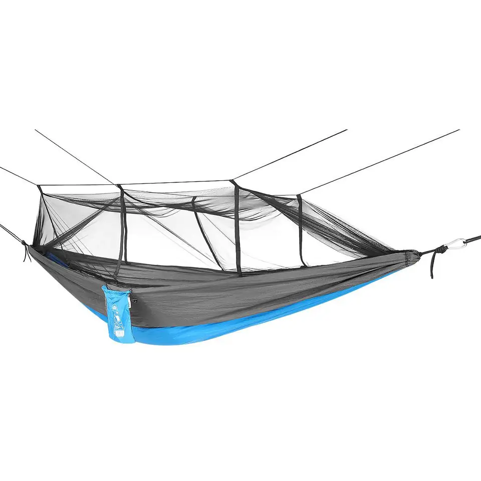HAMAK TURYSTYCZNY 2 OSOBOWY 270X140CM Z MOSKITIERĄ NIEBIESKI w sklepie Wasserman.eu