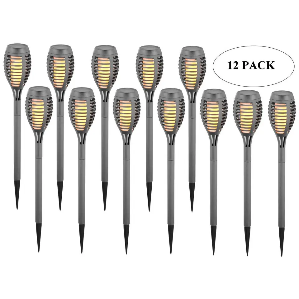 ⁨POCHODNIA LAMPA SOLARNA TAŃCZĄCE PŁOMYKI 12 LED SMD 7,5x7,5x46,5CM SZARA - 12szt⁩ w sklepie Wasserman.eu