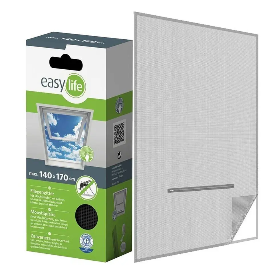 ⁨MOSKITIERA OKNO DACH 140X170 CZARNA POLIESTER+TAŚMA RZEP⁩ w sklepie Wasserman.eu