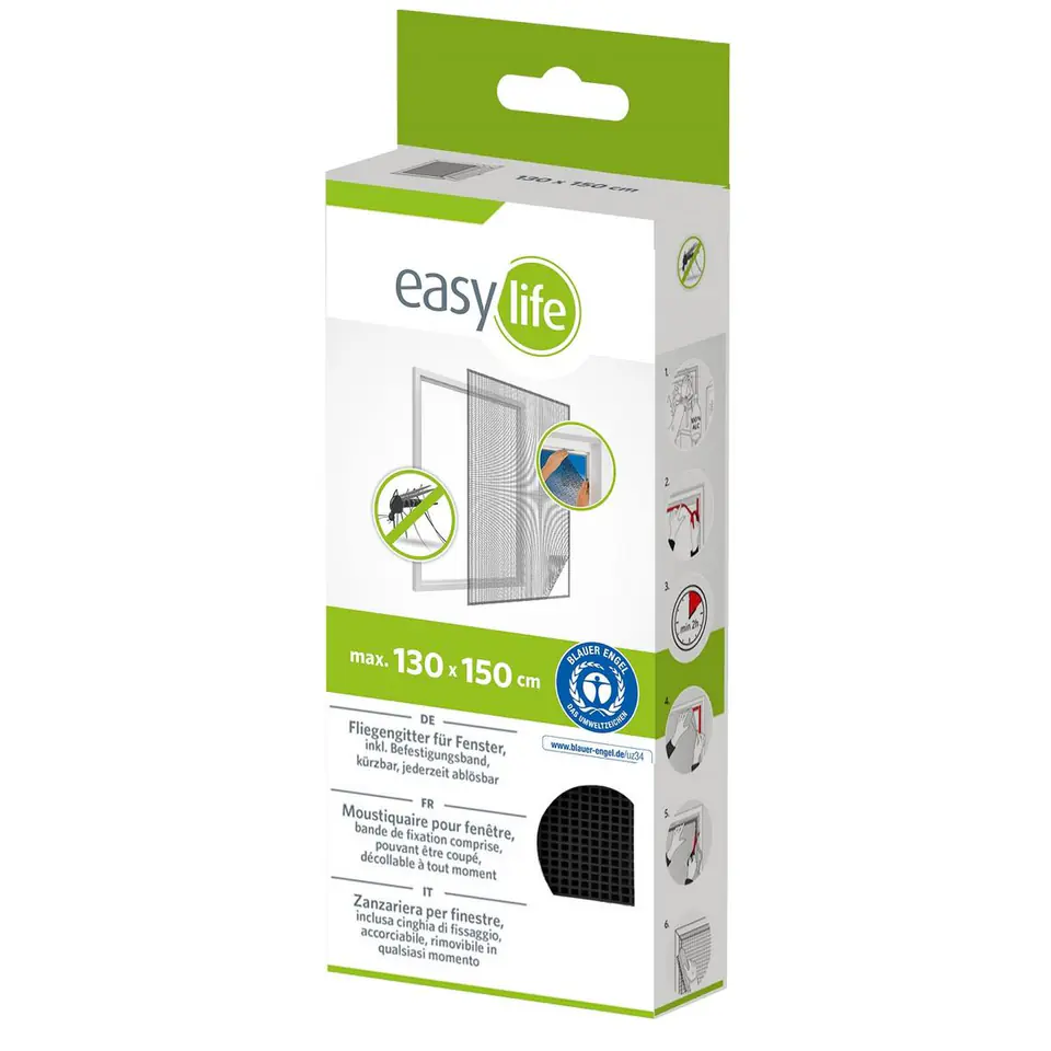 ⁨MOSKITIERA OKNO 130X150 CZARNA POLIESTER+TAŚMA RZEP⁩ w sklepie Wasserman.eu