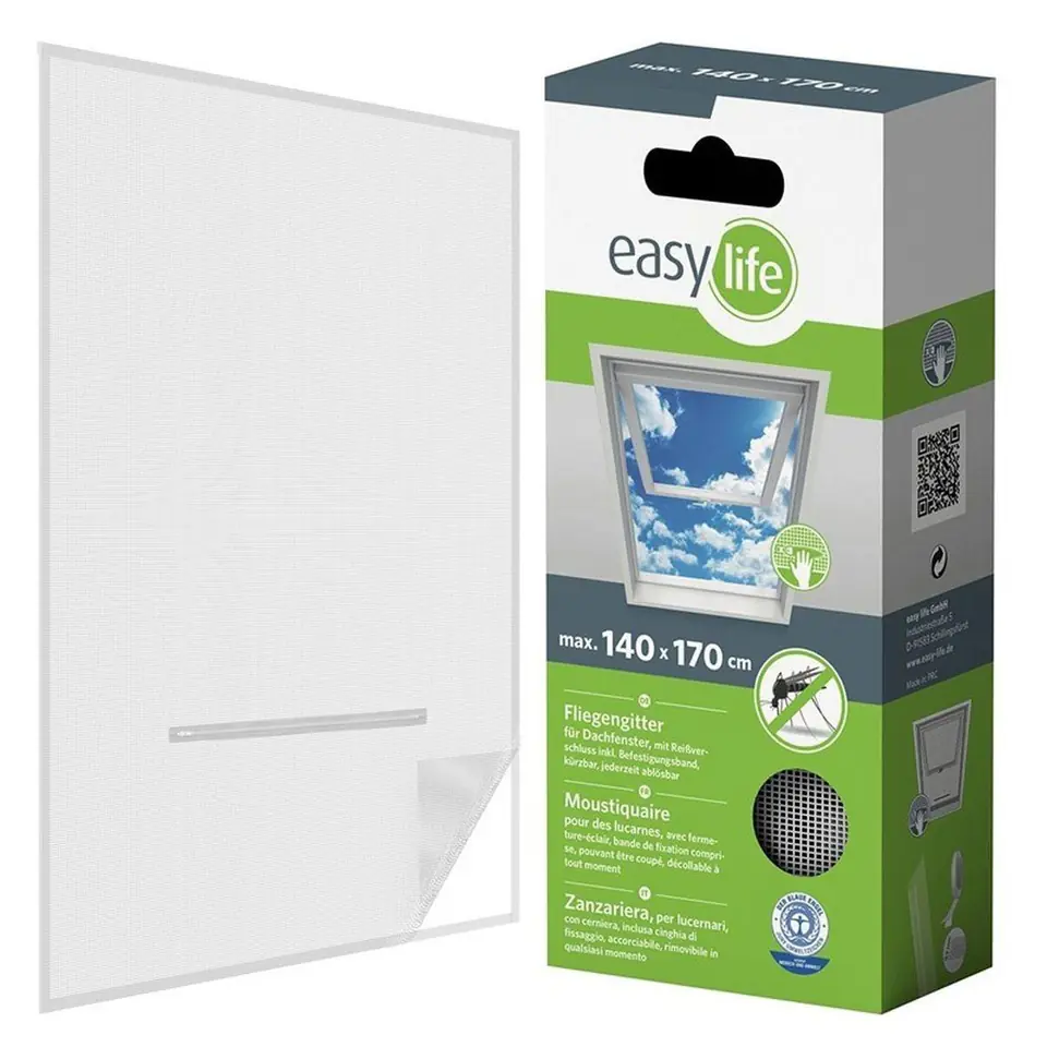 ⁨MOSKITIERA OKNO DACH 140X170 BIAŁA POLIESTER+TAŚMA RZEP⁩ w sklepie Wasserman.eu