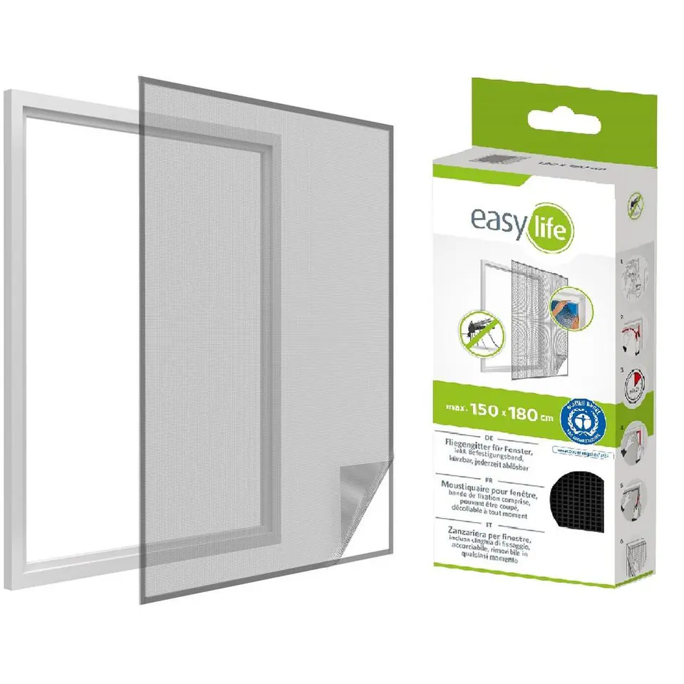 ⁨MOSKITIERA OKNO 150X180 CZARNA POLIESTER+TAŚMA RZEP⁩ w sklepie Wasserman.eu