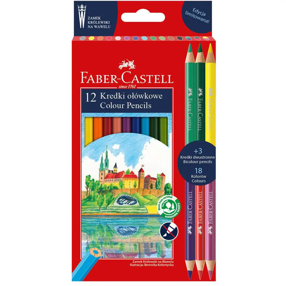 ⁨Kredki ołówkowe ZAMEK 12kolorów + 3 kredki dwustronne edycja limitowana 201480 FABER-CASTELL⁩ w sklepie Wasserman.eu